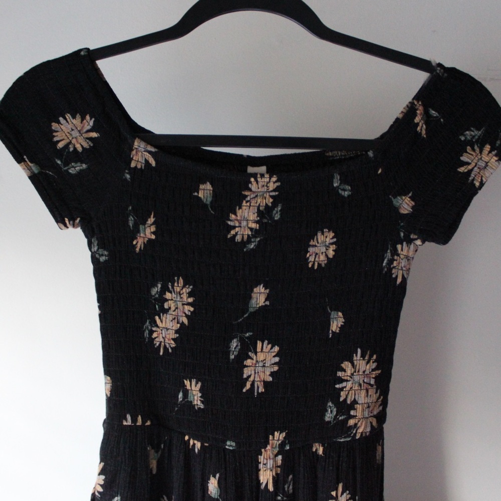 Black Floral Maxi High-Low XS Dress